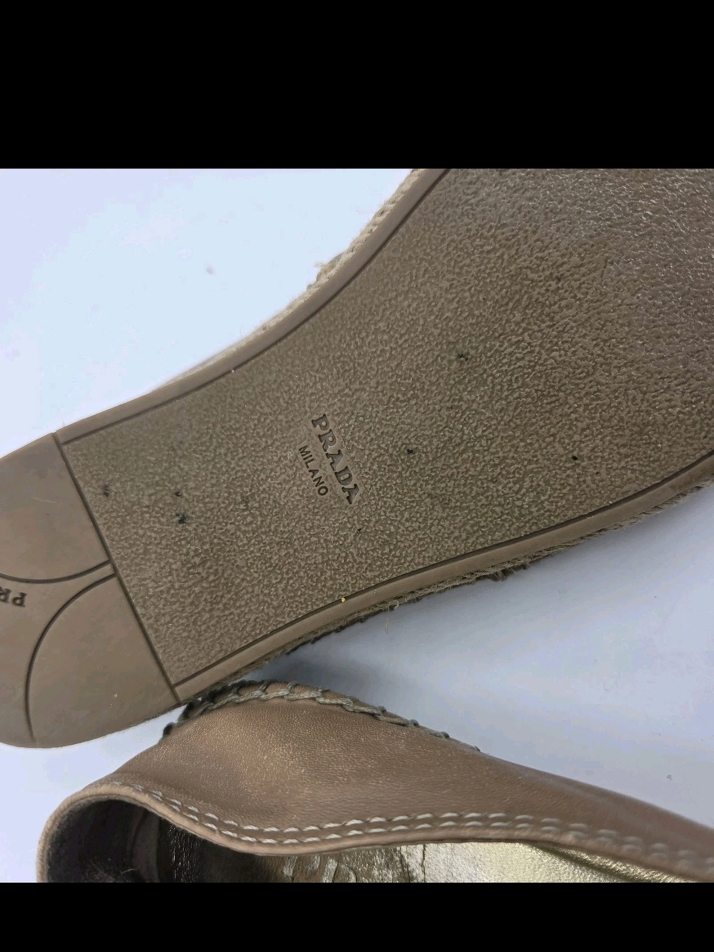 Prada Nappa Leather Espadrilles Tan Brown Bow Italy Womens Size 35 US 5 - Picture 13 of 14